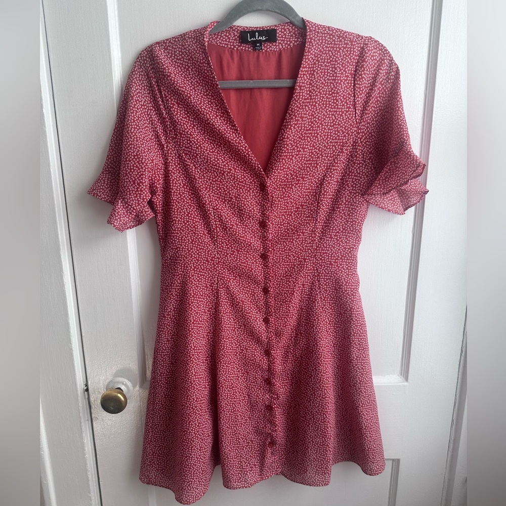 Lulu's Red Button-Front Mini Dress
